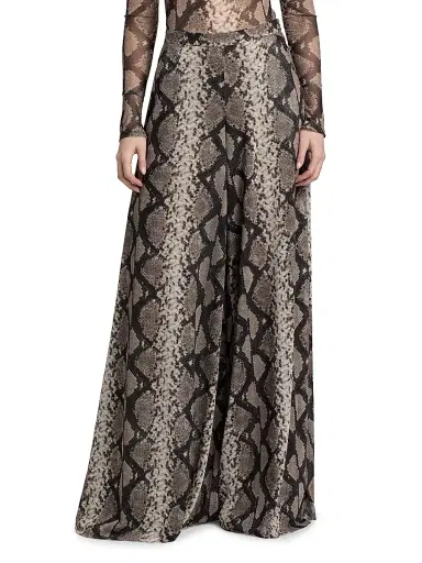 Lapointe Women's Python Print Mesh Wide-Leg Pants - Python Print - Size XL | Thumbnail 3 Lapointe Women's Python Print Mesh Wide-Leg Pants - Python Print - Size XL | Thumbnail 3