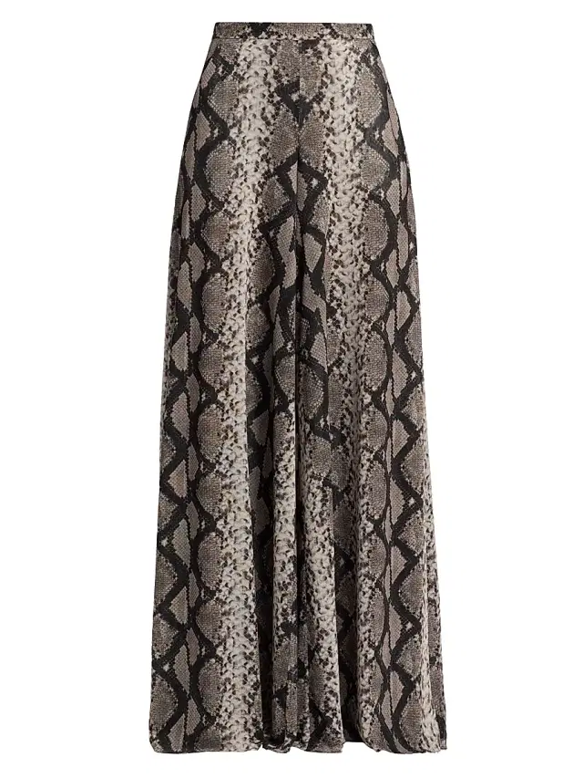 LaPointe Women's Python Print Mesh Wide-Leg Pants - Python Print