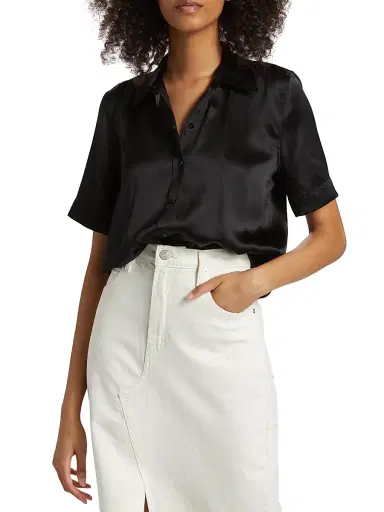 L'Agence Women's Ellah Satin Silk Shirt | Thumbnail 3 L'Agence Women's Ellah Satin Silk Shirt | Thumbnail 3