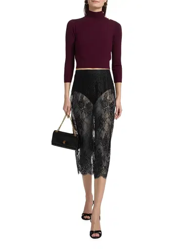 L'Agence Women's Makena Sheer Floral Lace Pencil Skirt | Thumbnail 2