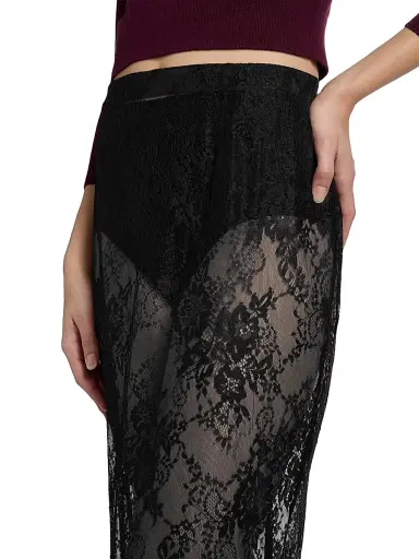 L'Agence Women's Makena Sheer Floral Lace Pencil Skirt | Thumbnail 6