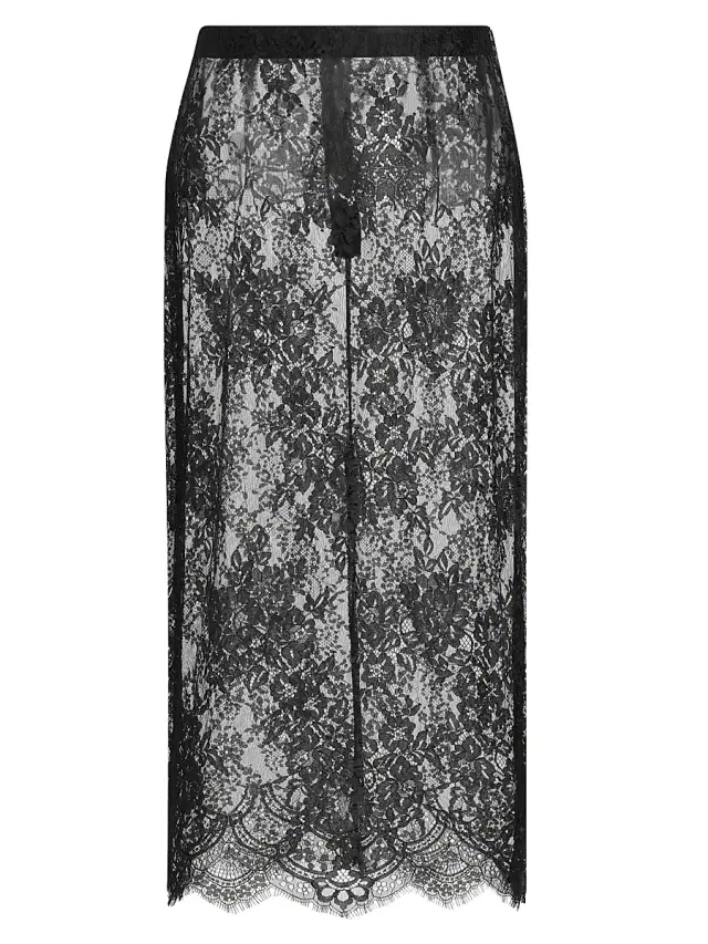 Women's Makena Sheer Floral Lace Pencil Skirt - Black