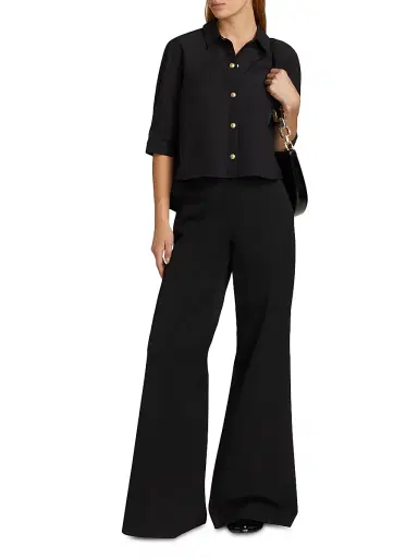 L'Agence Women's Cosette Crop High-Low Shirt | Thumbnail 2 L'Agence Women's Cosette Crop High-Low Shirt | Thumbnail 2