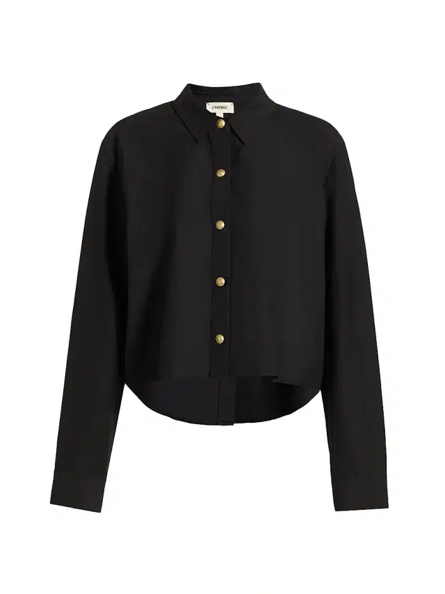 L'AGENCE Women's Cosette Crop High-Low Shirt - Black Gold