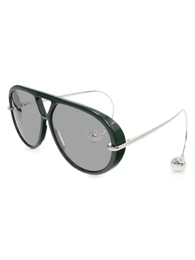 Bottega Veneta Women's Drop 63MM Aviator Sunglasses - Green Light Grey | Thumbnail 1