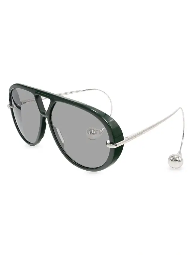 Bottega Veneta Women's Drop 63MM Aviator Sunglasses - Green Light Grey
