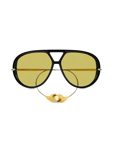 Bottega Veneta Women's Drop 63MM Aviator Sunglasses - Lime Black Gold | Thumbnail 2