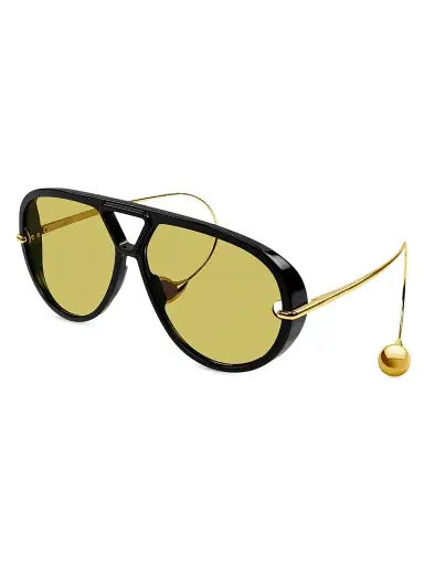Bottega Veneta Women's Drop 63MM Aviator Sunglasses - Lime Black Gold | Thumbnail 1