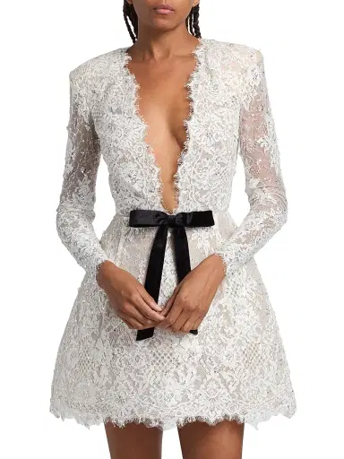 Bronx and Banco Women's Isa Embellished Lace Minidress - White Black | Thumbnail 3 Bronx and Banco Women's Isa Embellished Lace Minidress - White Black | Thumbnail 3
