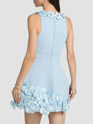 Bronx and Banco Women's Estelle Floral Appliqué Minidress - Powder Blue | Thumbnail 5