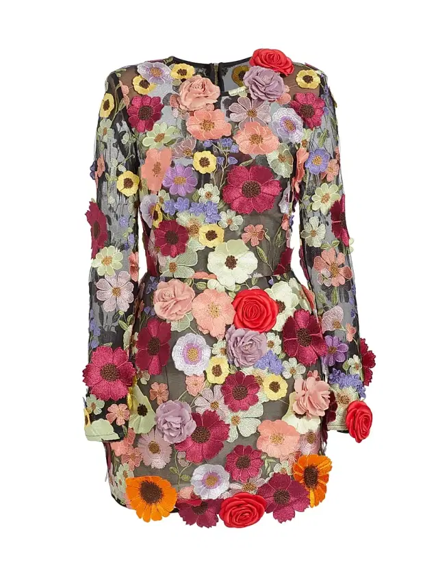 Bronx Banco Women's Maraya Bouquet Long-Sleeve Minidress - Black Multi
