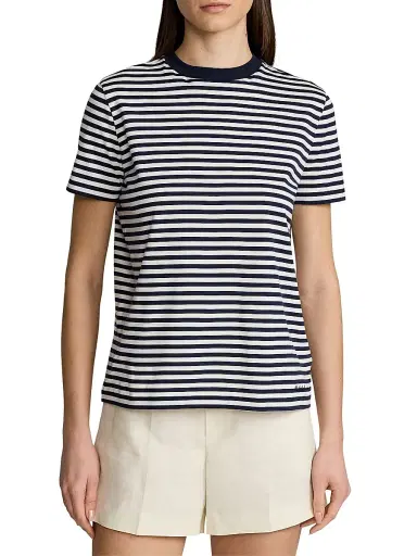 Ralph Lauren Collection Women's Hallie Striped Crewneck T-Shirt | Thumbnail 3 Ralph Lauren Collection Women's Hallie Striped Crewneck T-Shirt | Thumbnail 3