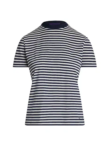 Ralph Lauren Collection Women's Hallie Striped Crewneck T-Shirt | Thumbnail 1 Ralph Lauren Collection Women's Hallie Striped Crewneck T-Shirt | Thumbnail 1