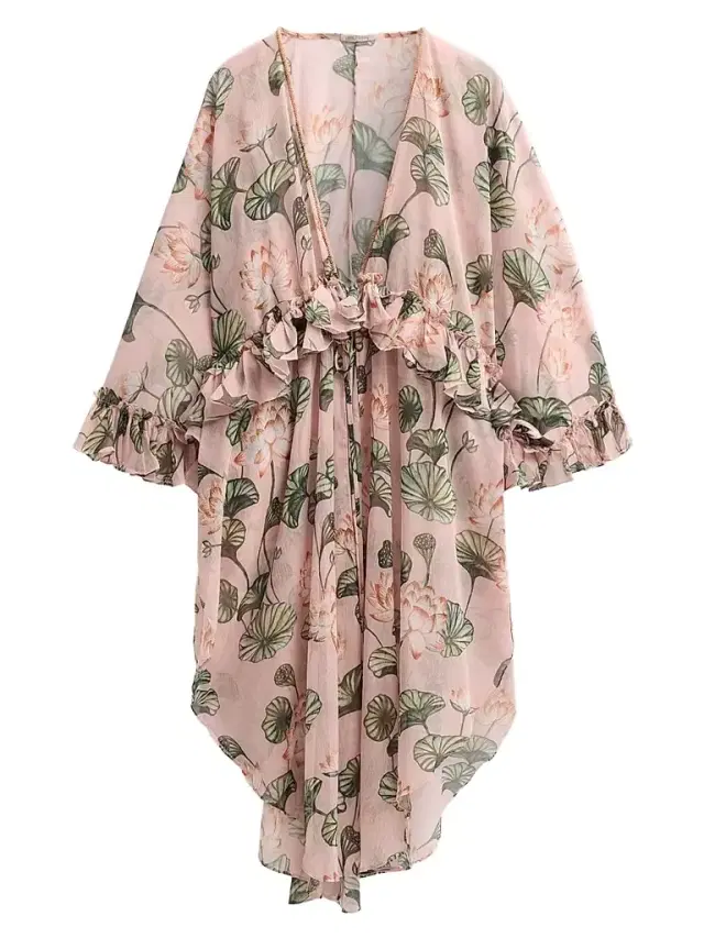 Women's Lotus Ruffle Cover-Up - Light Pink