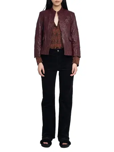 Zadig & Voltaire Women's Veryn Leather Blazer - Burgundy - Size Small | Thumbnail 2