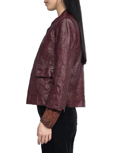 Zadig & Voltaire Women's Veryn Leather Blazer - Burgundy - Size Small | Thumbnail 4