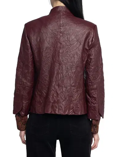 Zadig & Voltaire Women's Veryn Leather Blazer - Burgundy - Size Small | Thumbnail 5