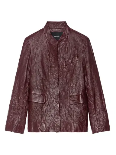 Zadig & Voltaire Women's Veryn Leather Blazer - Burgundy - Size Small | Thumbnail 1