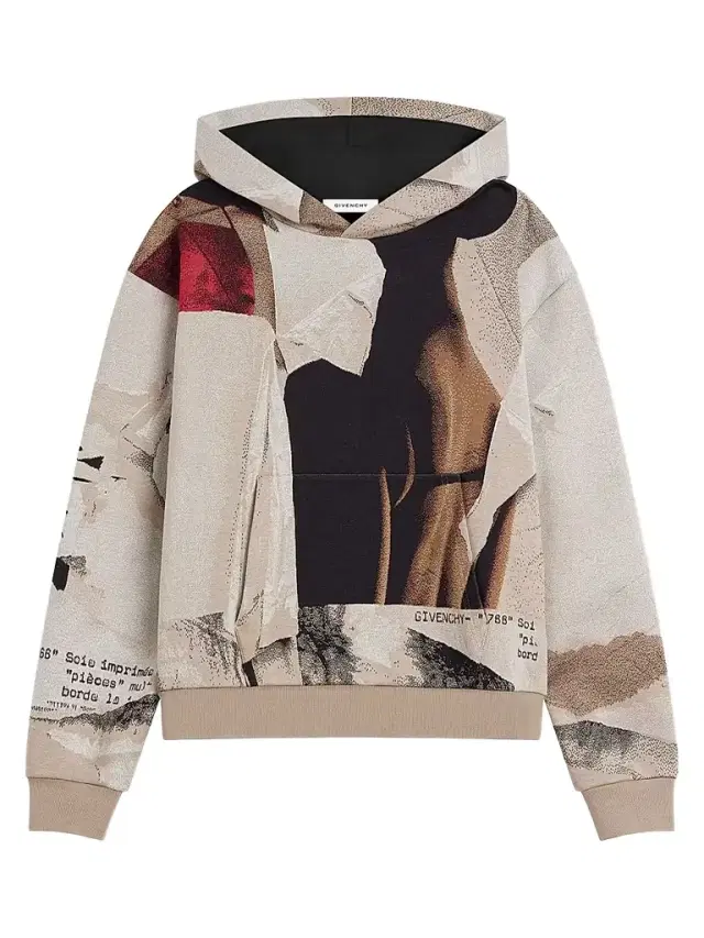 Givenchy Men's Couture Seam Hoodie with Ripped Papers Jacquard - Multicolored