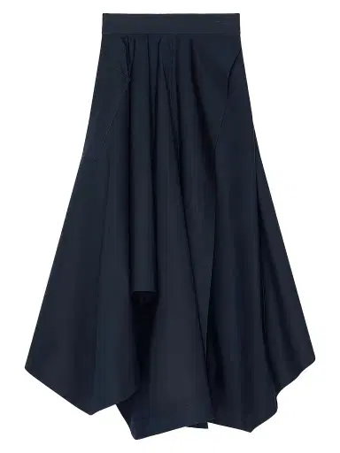 Givenchy Women's Long Asymmetric Skirt in Poplin - Dark Blue | Thumbnail 1