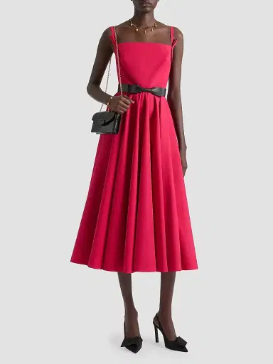 Givenchy Women's Sliced Long Dress in Poplin with Bows - Lipstick Pink - Size 10 | Thumbnail 2