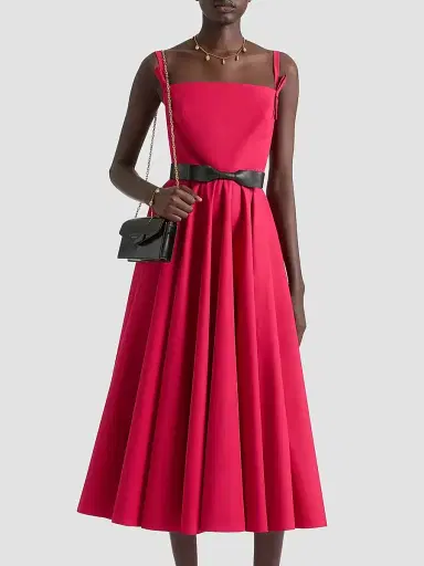 Givenchy Women's Sliced Long Dress in Poplin with Bows - Lipstick Pink - Size 10 | Thumbnail 3