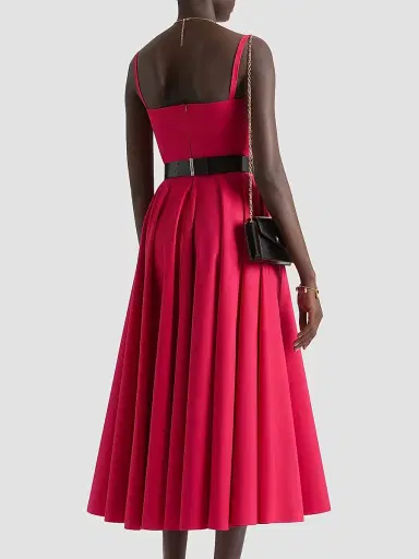 Givenchy Women's Sliced Long Dress in Poplin with Bows - Lipstick Pink - Size 10 | Thumbnail 4
