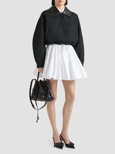 Givenchy Women's Jacket in Cotton and Wool with Leather Collar - Black | Thumbnail 2
