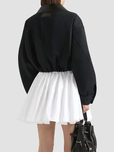 Givenchy Women's Jacket in Cotton and Wool with Leather Collar - Black | Thumbnail 4