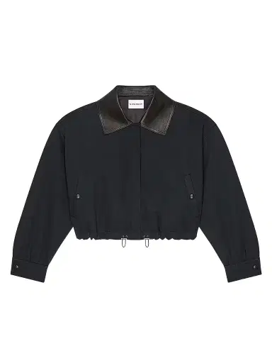 Givenchy Women's Jacket in Cotton and Wool with Leather Collar - Black | Thumbnail 1