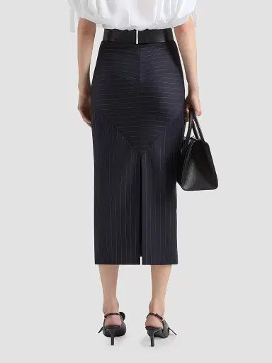 Givenchy Women's Midi Striped Skirt in Wool - Dark Navy - Size 10 | Thumbnail 5 Givenchy Women's Midi Striped Skirt in Wool - Dark Navy - Size 10 | Thumbnail 5