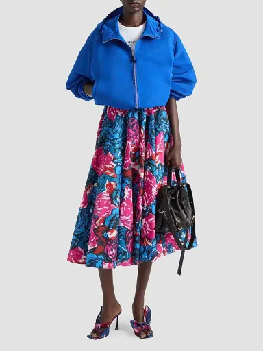 Givenchy Women's Long Circular Skirt in Poplin with Floral Print - Royal Blue | Thumbnail 2 Givenchy Women's Long Circular Skirt in Poplin with Floral Print - Royal Blue | Thumbnail 2