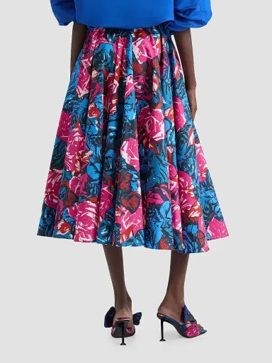 Givenchy Women's Long Circular Skirt in Poplin with Floral Print - Royal Blue | Thumbnail 3 Givenchy Women's Long Circular Skirt in Poplin with Floral Print - Royal Blue | Thumbnail 3