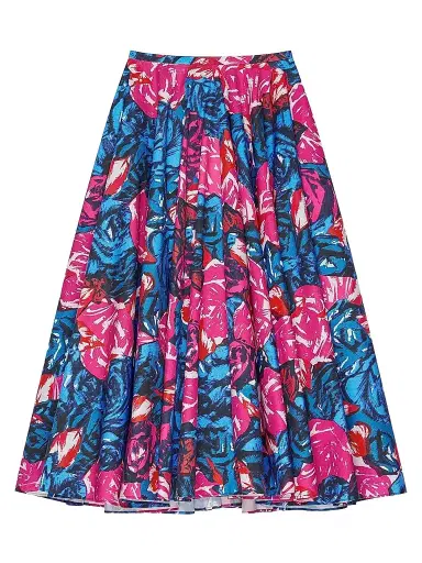 Givenchy Women's Long Circular Skirt in Poplin with Floral Print - Royal Blue | Thumbnail 1 Givenchy Women's Long Circular Skirt in Poplin with Floral Print - Royal Blue | Thumbnail 1