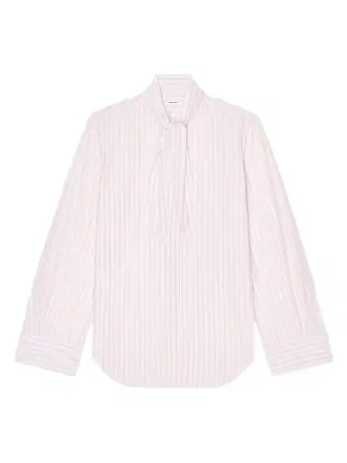 Givenchy Women's Cocoon Striped Shirt in Poplin with Bow - White Pink - Size 12 | Thumbnail 1
