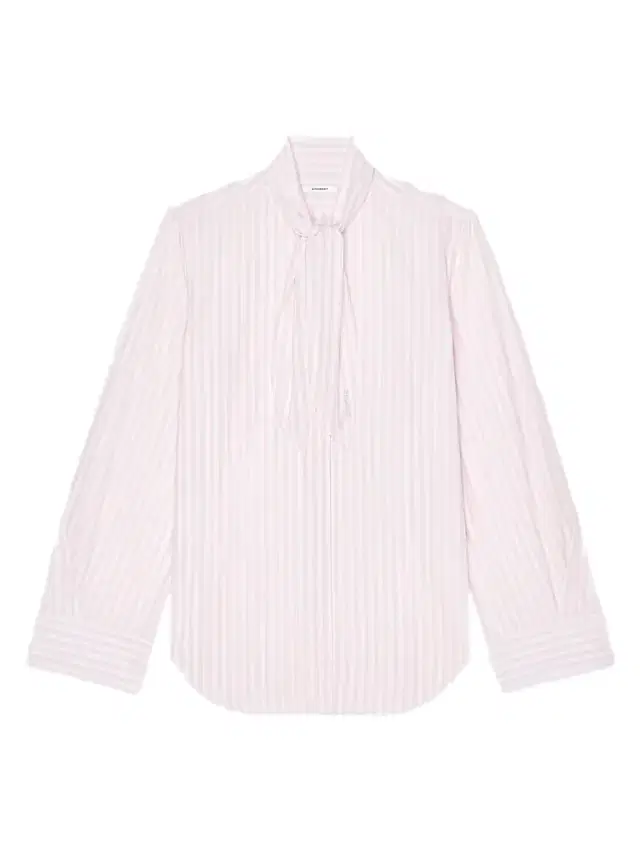 Givenchy Women's Cocoon Striped Shirt in Poplin with Bow - White Pink