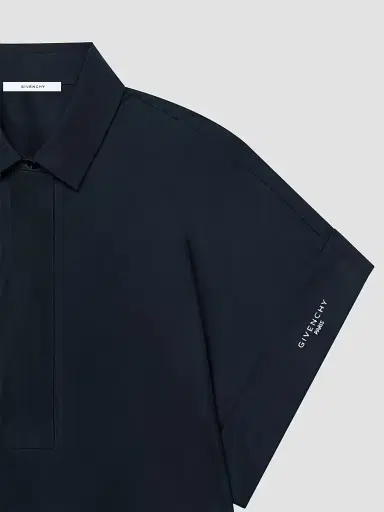Givenchy Women's Mini Shirt Dress in Poplin with Bow - Dark Blue | Thumbnail 5