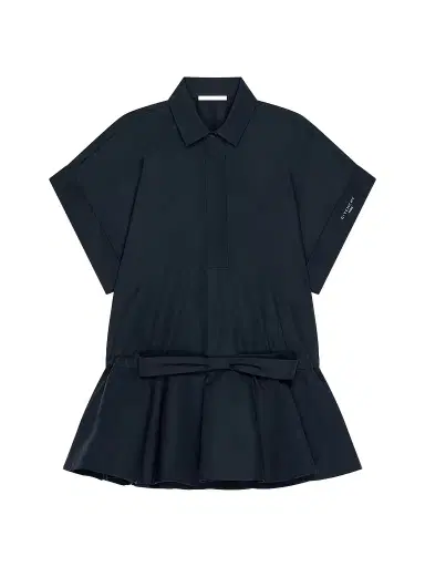 Givenchy Women's Mini Shirt Dress in Poplin with Bow - Dark Blue | Thumbnail 1