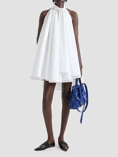 Givenchy Women's Mini Dress in Poplin with Bow - White - Size 12 | Thumbnail 2