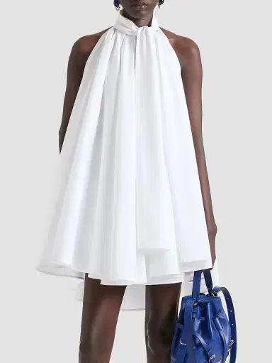 Givenchy Women's Mini Dress in Poplin with Bow - White - Size 12 | Thumbnail 3