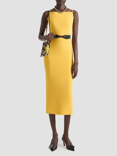 Givenchy Women's Straps Dress with Draped Back - Golden Yellow - Size 10 | Thumbnail 2