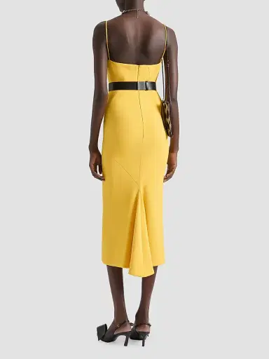 Givenchy Women's Straps Dress with Draped Back - Golden Yellow - Size 10 | Thumbnail 3
