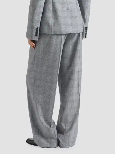 Givenchy Women's Double Pleat Checked Pants in Wool - Grey Black - Size 10 | Thumbnail 4