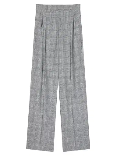 Givenchy Women's Double Pleat Checked Pants in Wool - Grey Black - Size 10 | Thumbnail 1