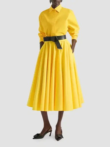 Givenchy Women's Long Circular Skirt in Poplin - Golden Yellow - Size 10 | Thumbnail 2