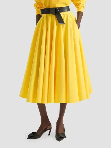 Givenchy Women's Long Circular Skirt in Poplin - Golden Yellow - Size 10 | Thumbnail 3