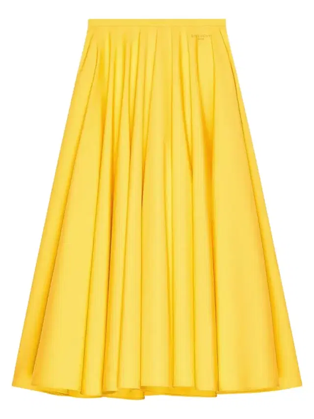 Women's Long Circular Skirt in Poplin - Golden Yellow