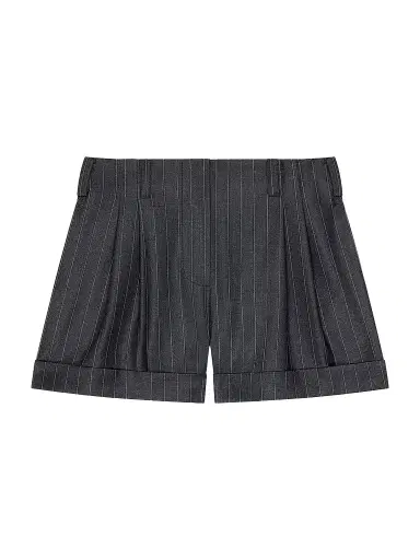 Givenchy Women's Double Pleat Striped Shorts in Wool - Grey Mix - Size 12 | Thumbnail 1