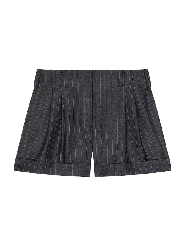 Givenchy Women's Double Pleat Striped Shorts in Wool - Grey Mix