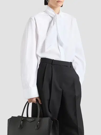 Givenchy Women's Cocoon Shirt in Poplin with Bow - White - Size 12 | Thumbnail 3